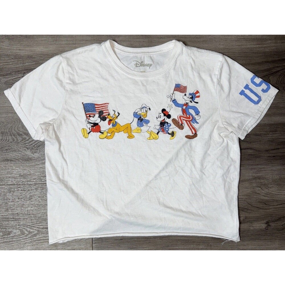 Disney Character American Patriotic T-shirt Women's Size Large White